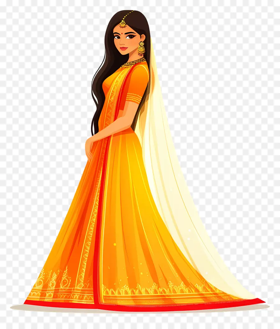 Saree Pernikahan India，Wanita Berpakaian Tradisional PNG