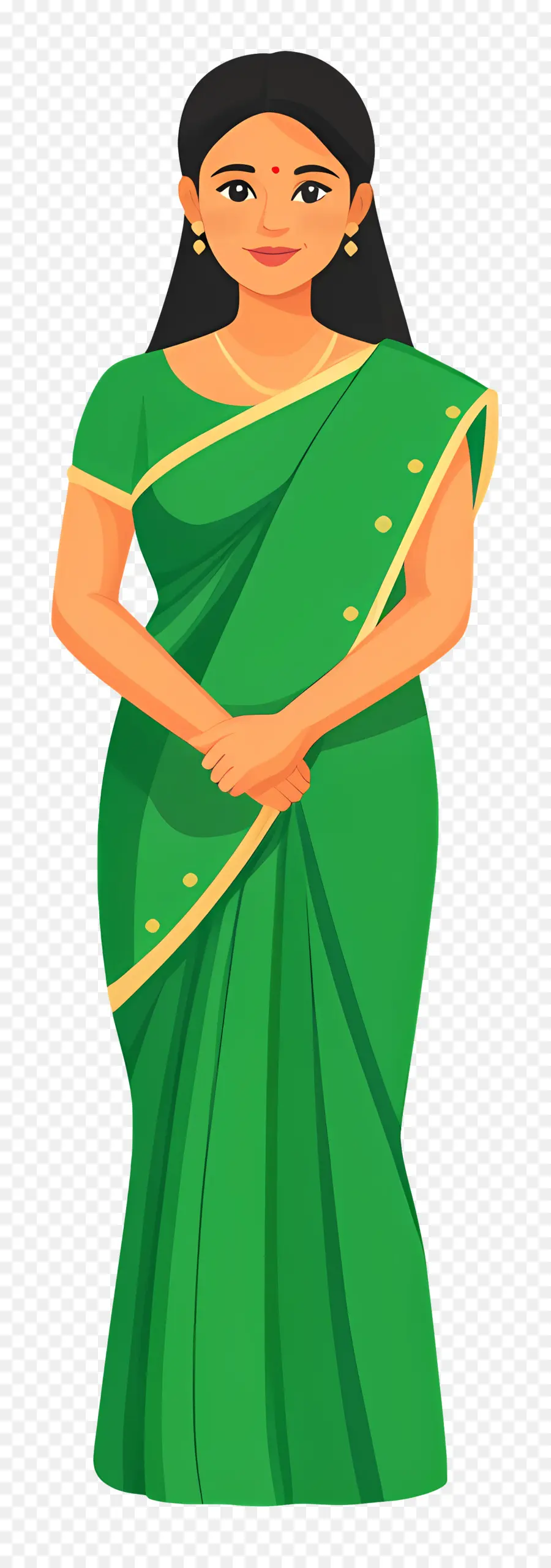 Gadis India，Wanita Di Saree Hijau PNG