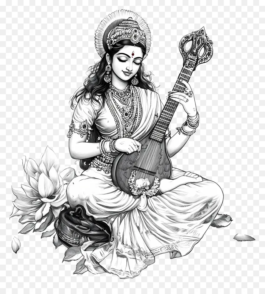 Saraswati，Dewi Memainkan Veena PNG