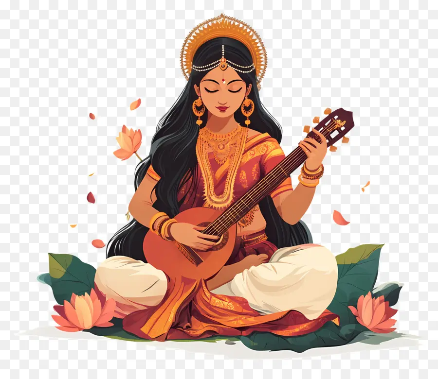 Saraswati，Wanita Bermain Gitar PNG