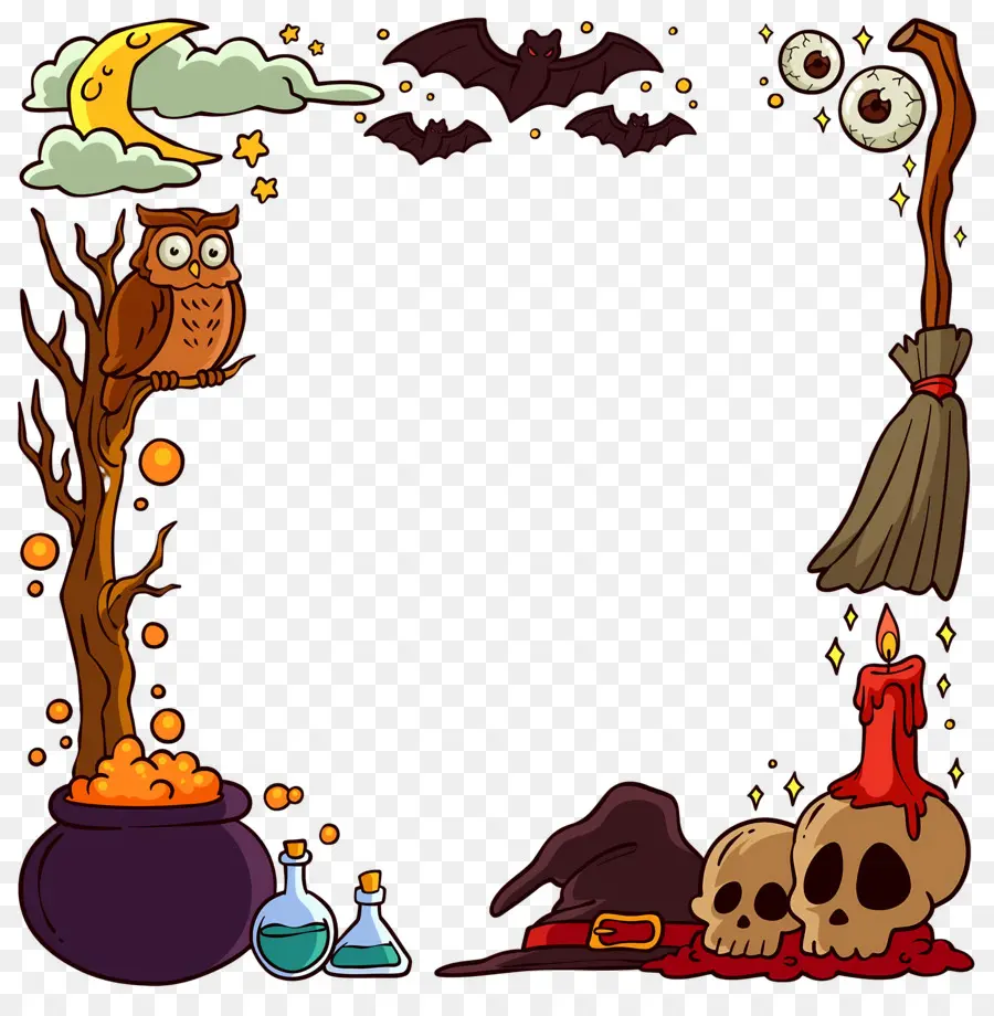 Bingkai Halloween，Menyeramkan PNG