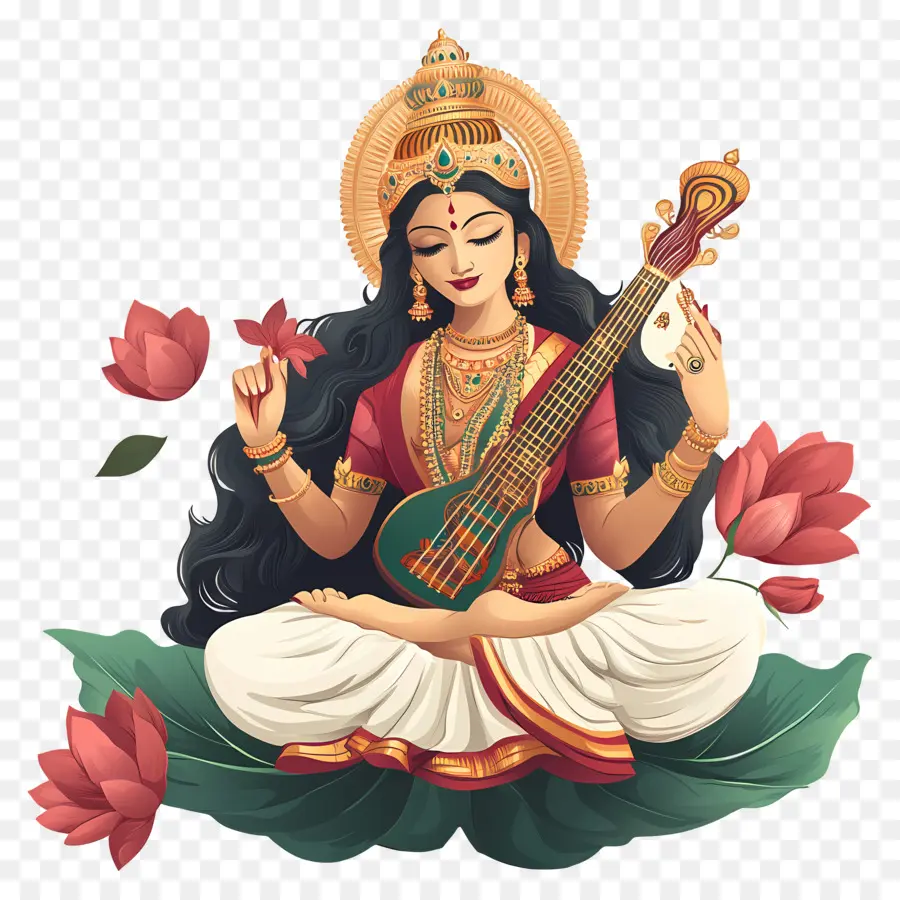 Saraswati，Dewi Dengan Alat Musik PNG