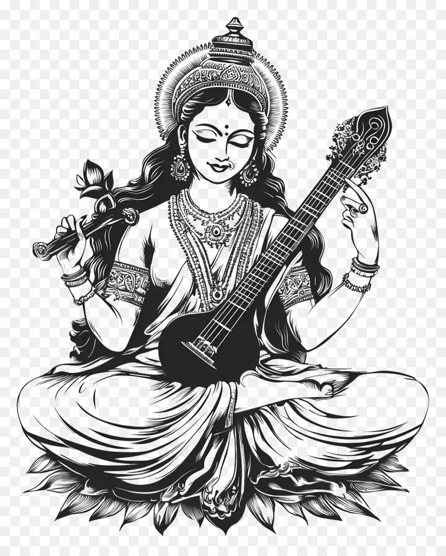 Saraswati，Dewi Memainkan Veena PNG