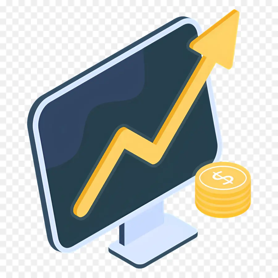 Panah Pertumbuhan，Grafik Di Monitor PNG