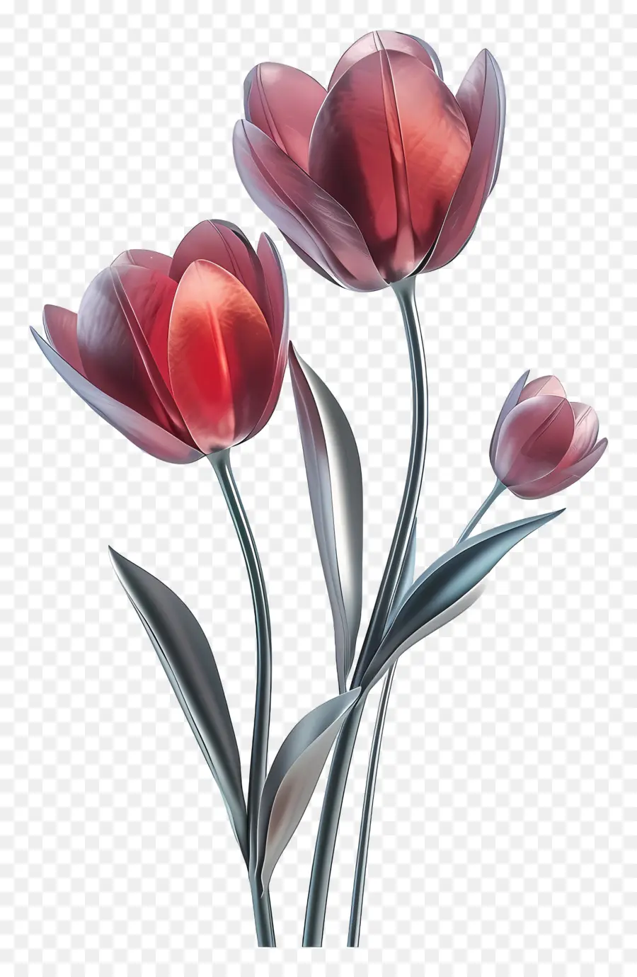 Bunga Tulip 3d，Bunga Merah PNG