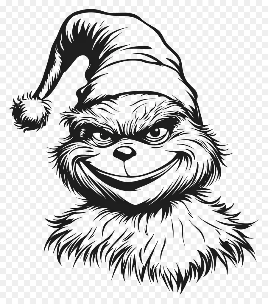 Menggertak，Grinch Dengan Topi Santa PNG