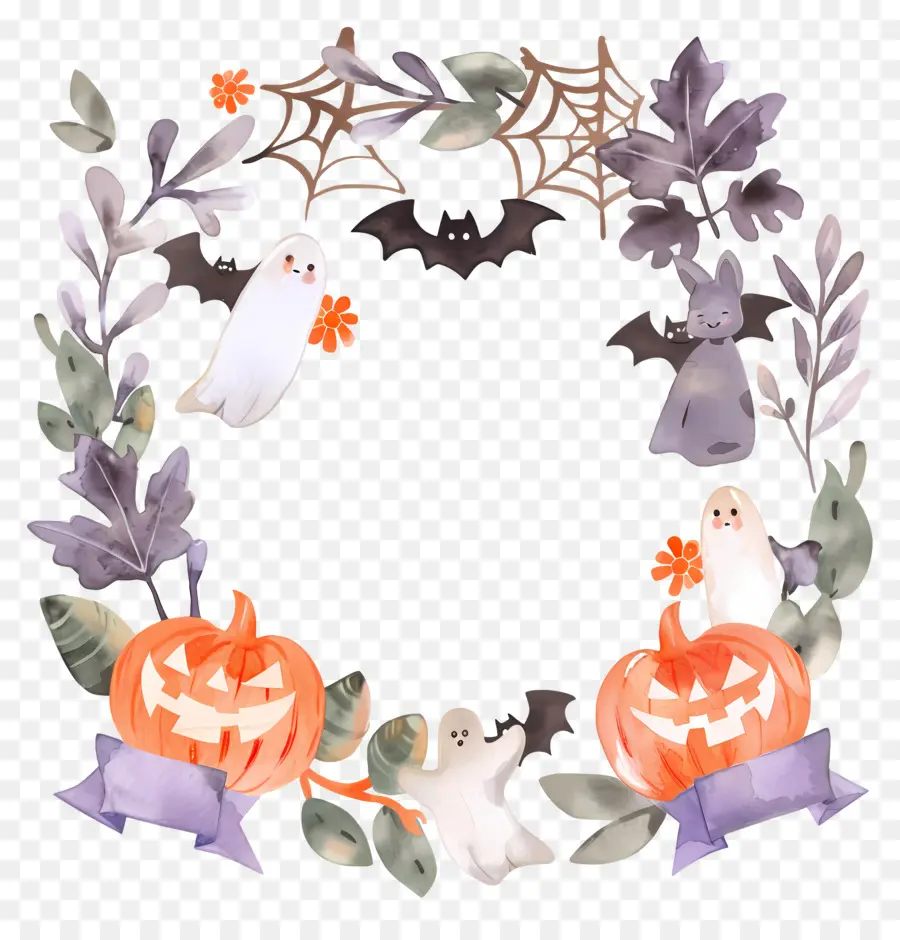 Karangan Bunga Halloween，Hallowen PNG