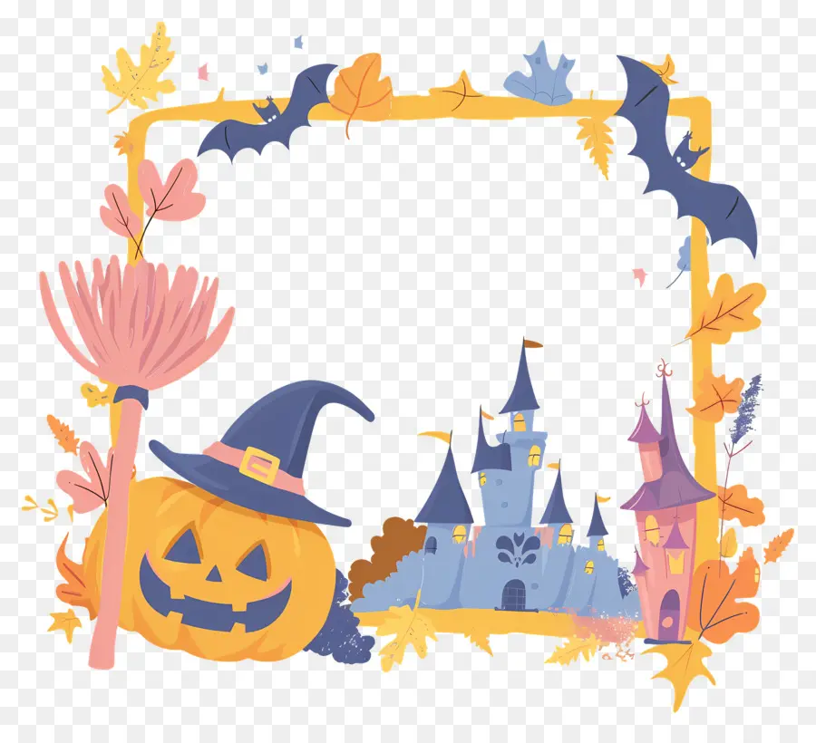 Bingkai Halloween，Labu Kuning PNG