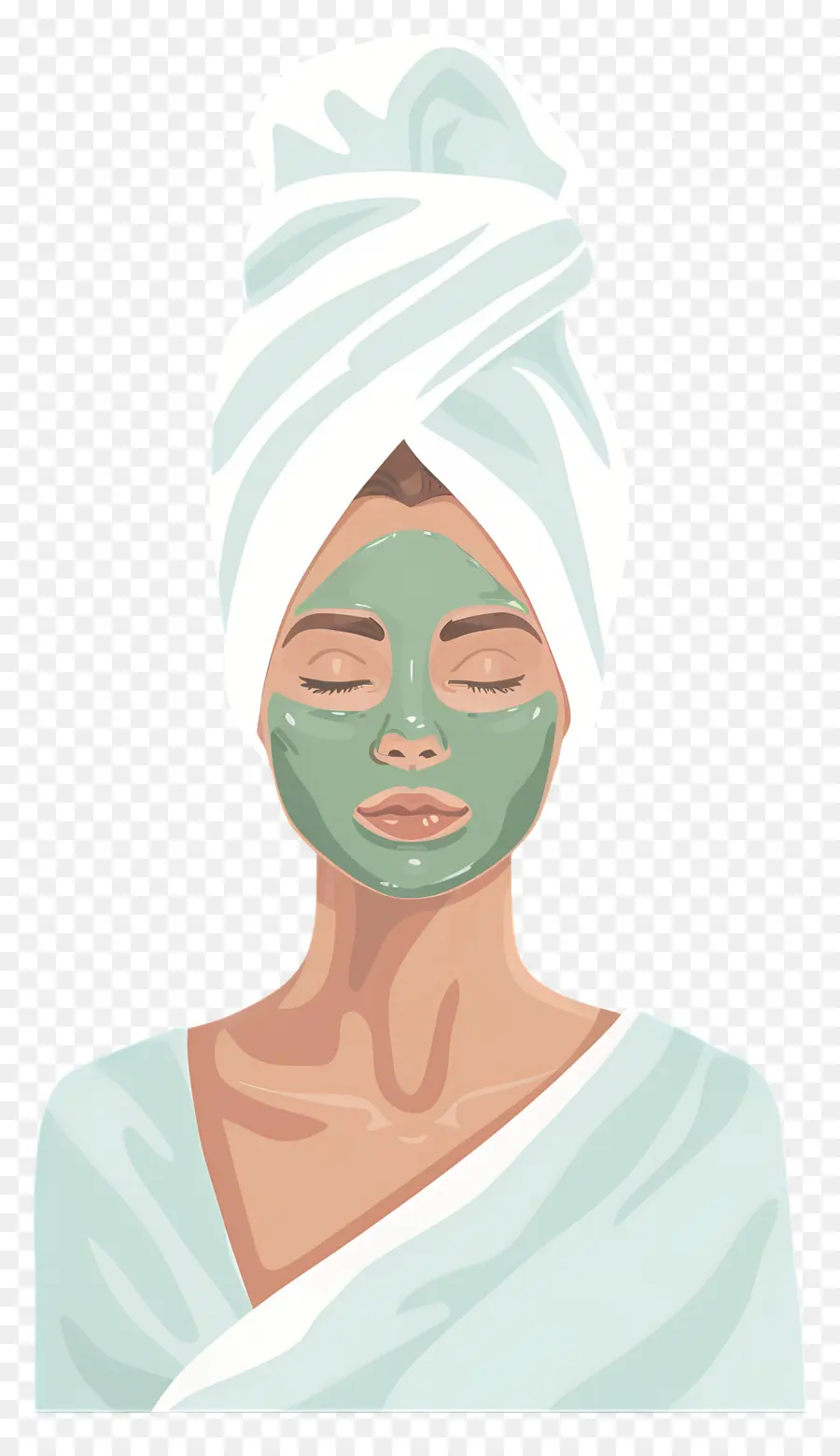 Masker Wajah Spa，Wanita Dengan Masker Wajah Hijau PNG