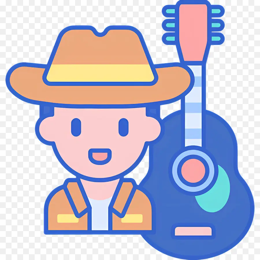 Musik Country，Koboi Dan Gitar PNG