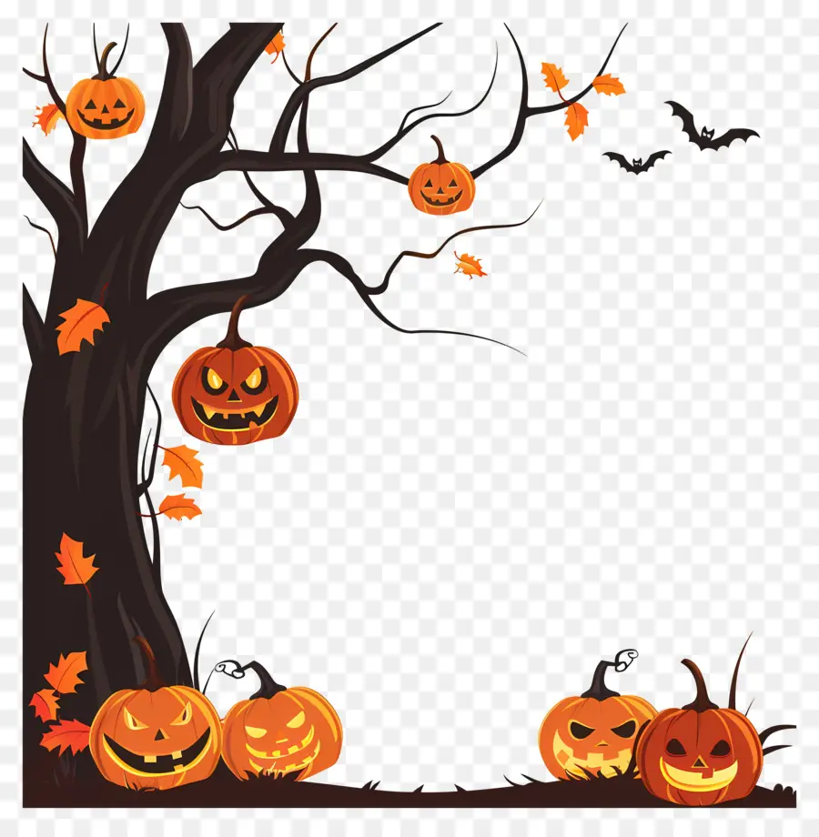 Pohon Halloween，Labu Halloween PNG