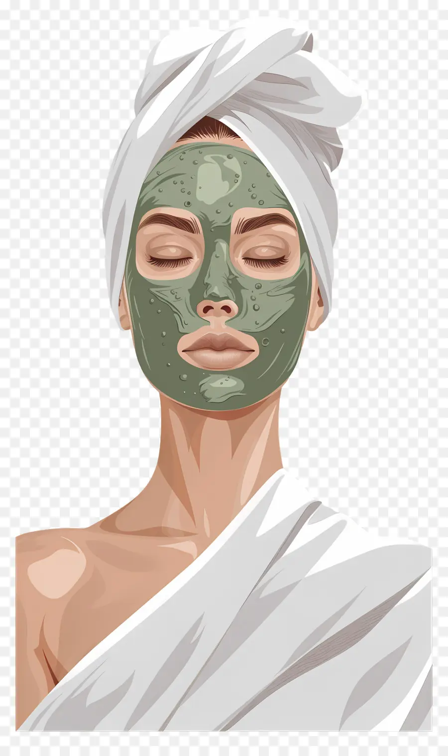 Masker Wajah Spa，Wanita Dengan Masker Wajah Hijau PNG