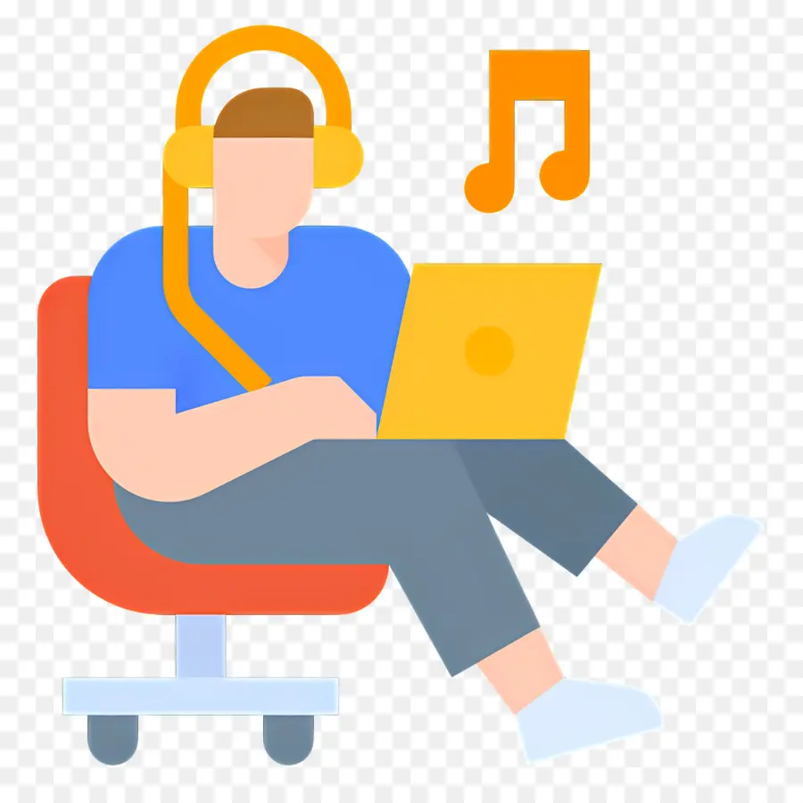 Mendengarkan Musik，Orang Dengan Laptop PNG