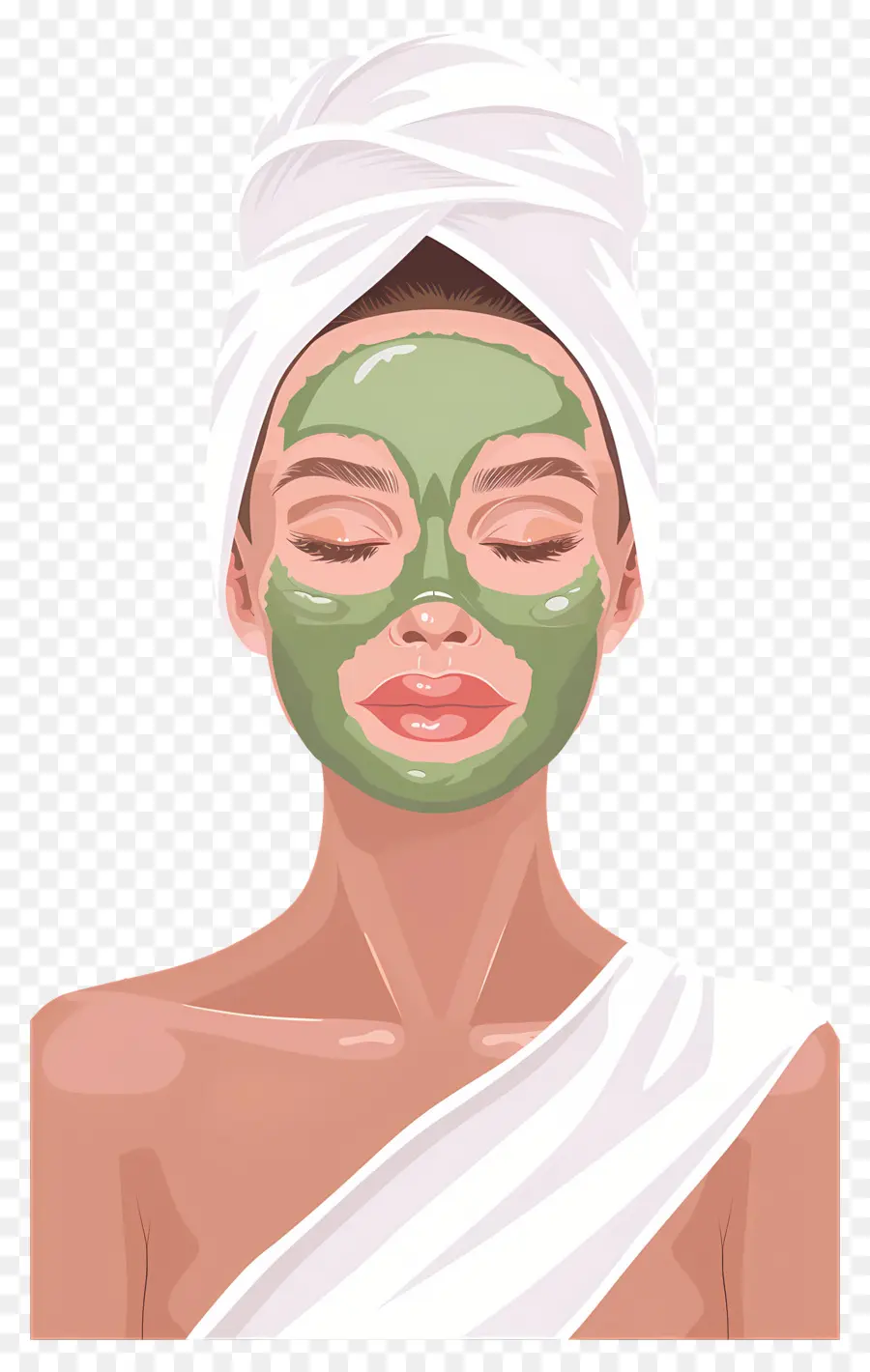 Masker Wajah Spa，Wanita Dengan Masker Wajah Hijau PNG