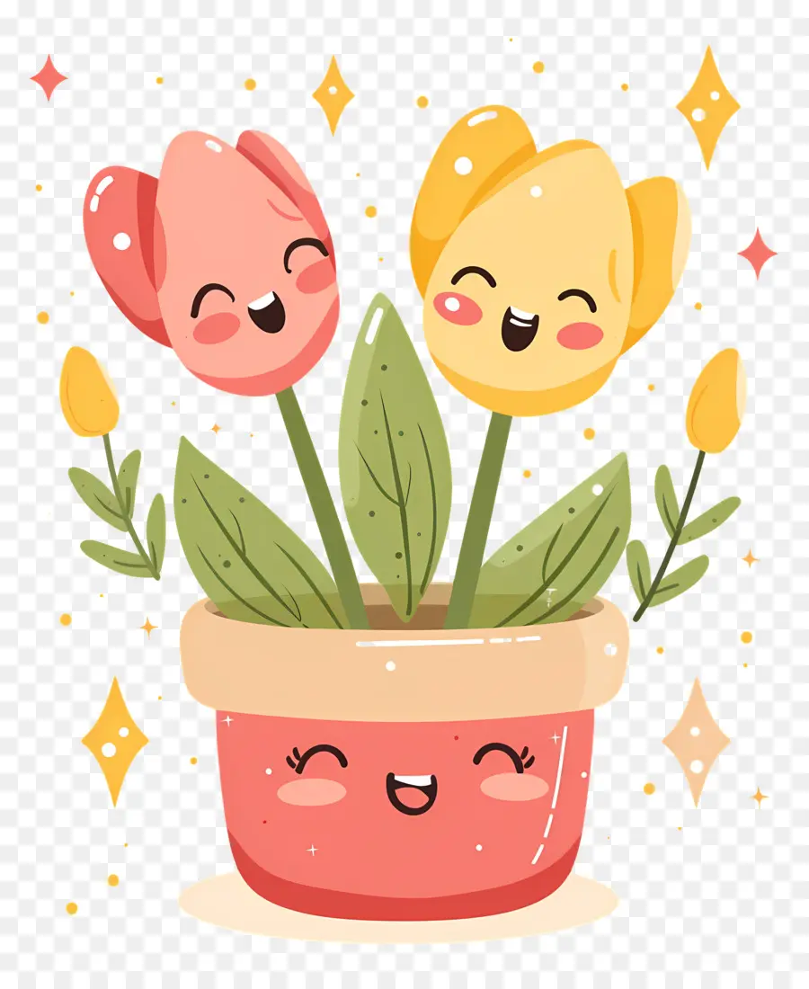 Emoji Bunga，Tulip Yang Lucu PNG