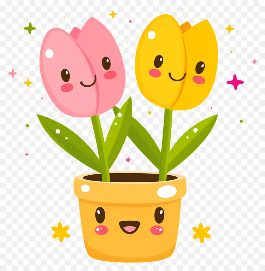 Emoji Bunga，Tulip Yang Lucu PNG