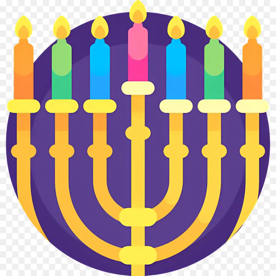 Hanukkah Menorah，Menorah Berwarna Warni PNG