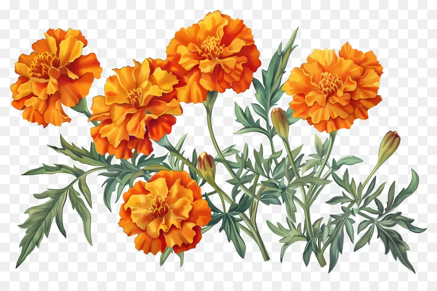 Bunga Marigold，Marigold Oranye PNG