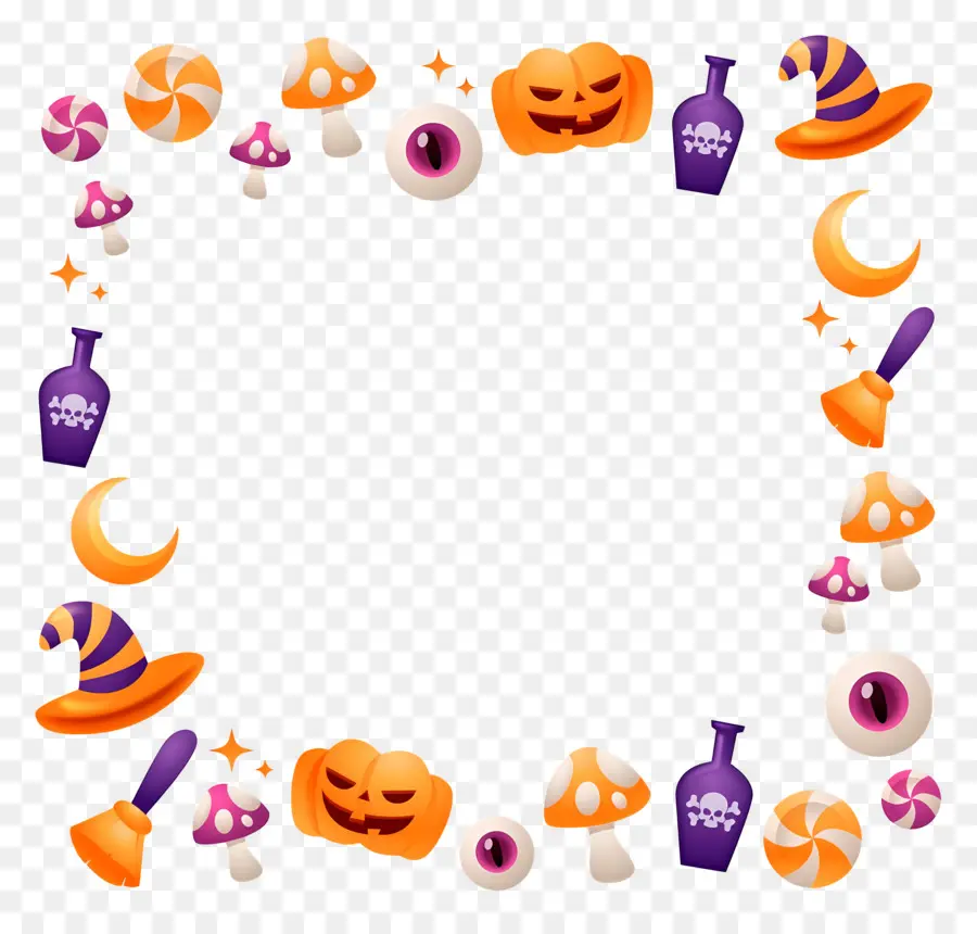 Perbatasan Halloween，Dekorasi Halloween PNG