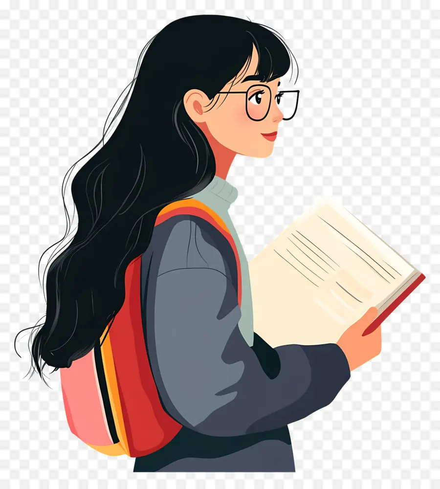 Siswa Perempuan，Gadis Dengan Buku PNG