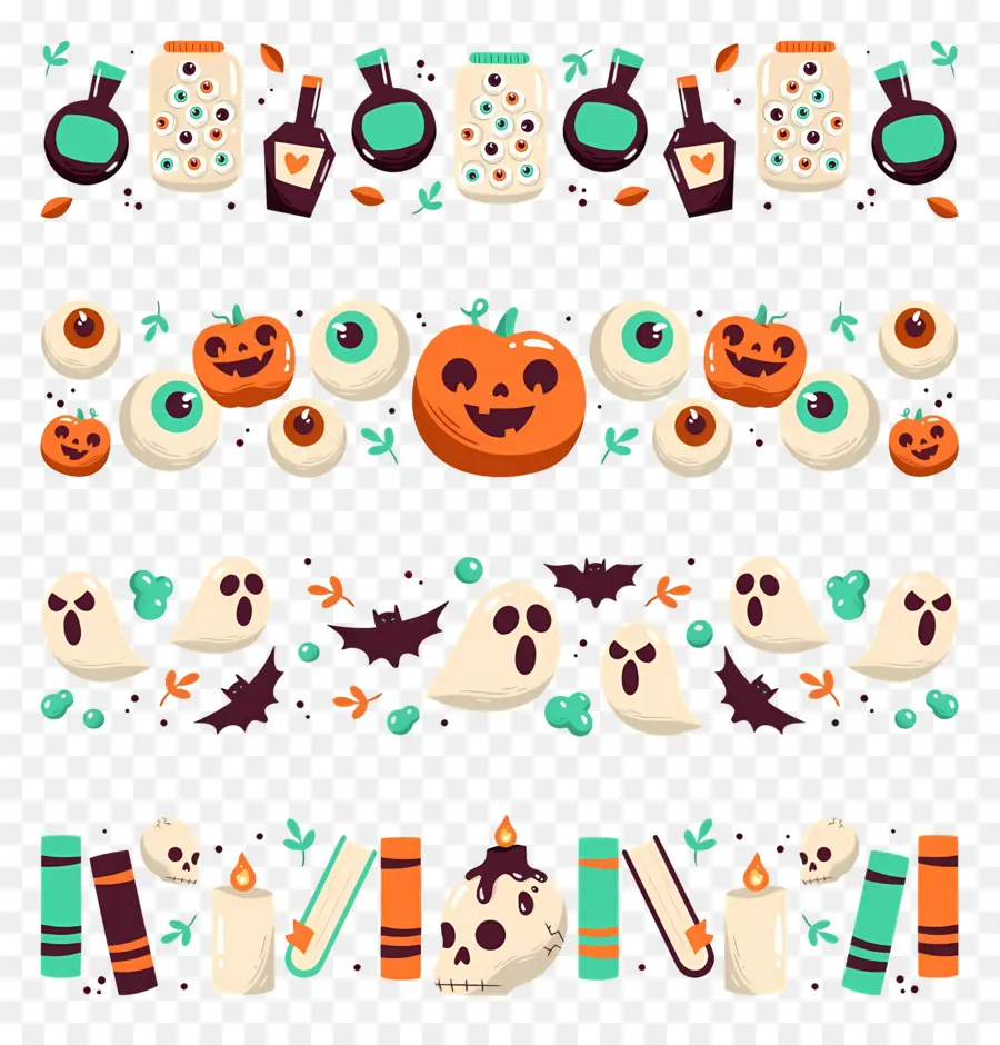 Perbatasan Halloween，Dekorasi Halloween PNG