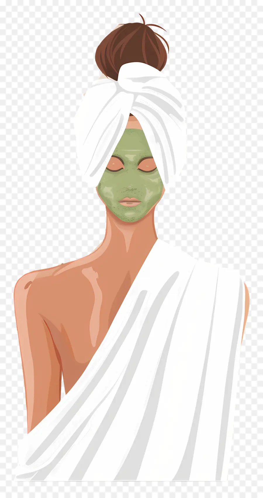 Masker Wajah Spa，Wanita Dengan Masker Wajah Hijau PNG