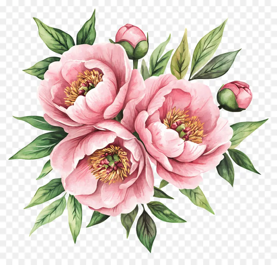 Buket Peony，Peoni PNG