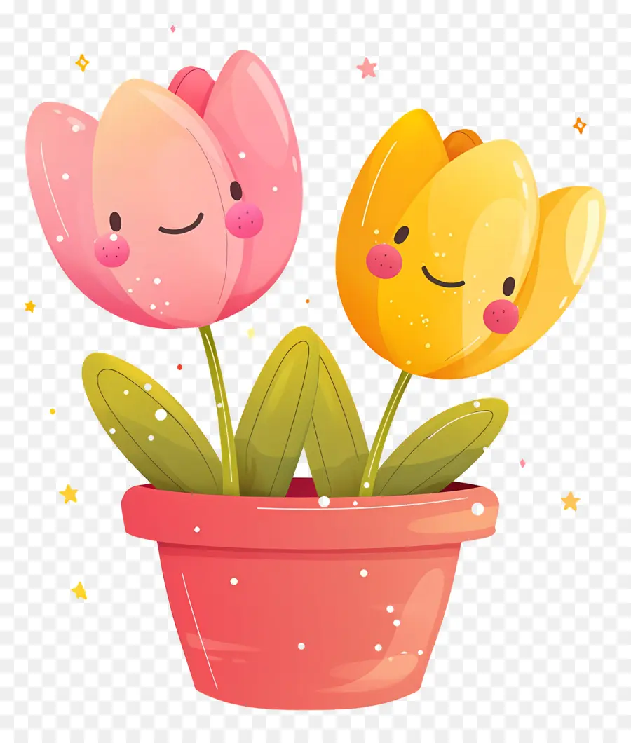 Emoji Bunga，Tulip Yang Lucu PNG