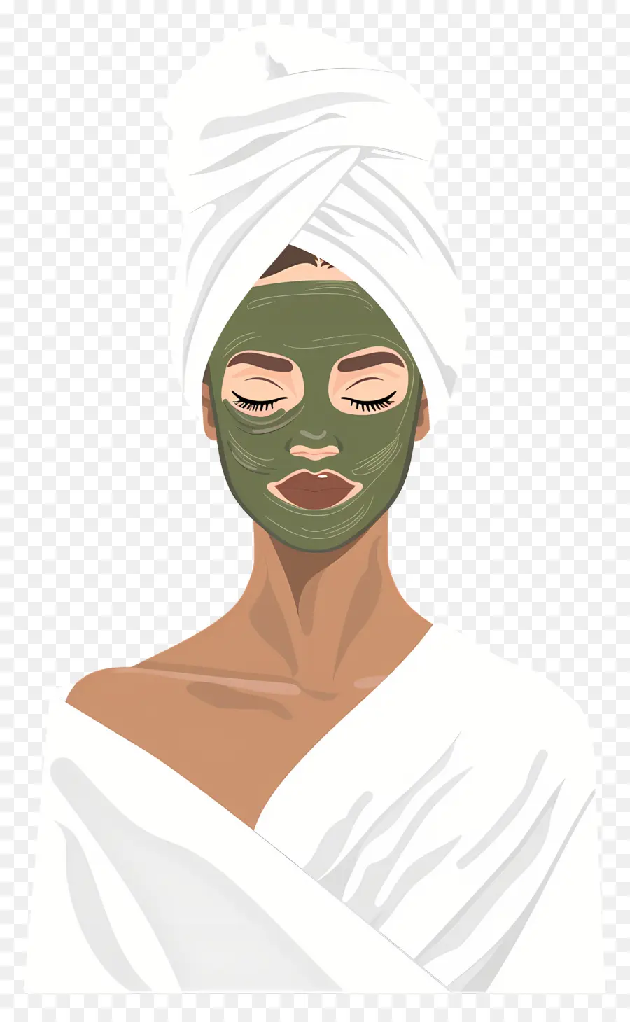 Masker Wajah Spa，Wanita Dengan Masker Wajah Hijau PNG