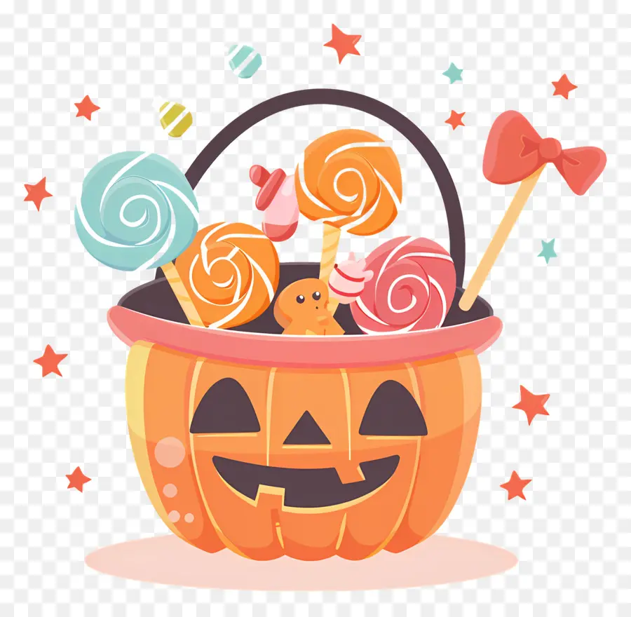 Ember Permen Halloween，Labu Dengan Permen PNG