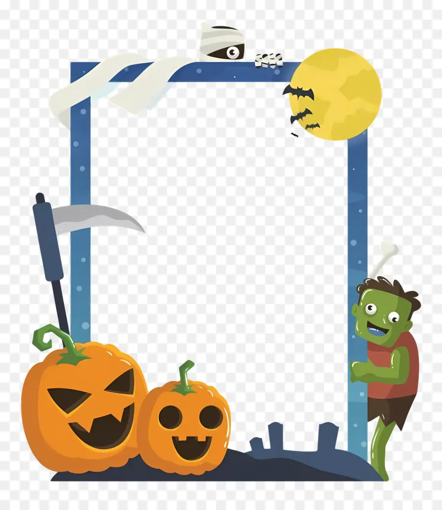 Bingkai Halloween，Labu PNG