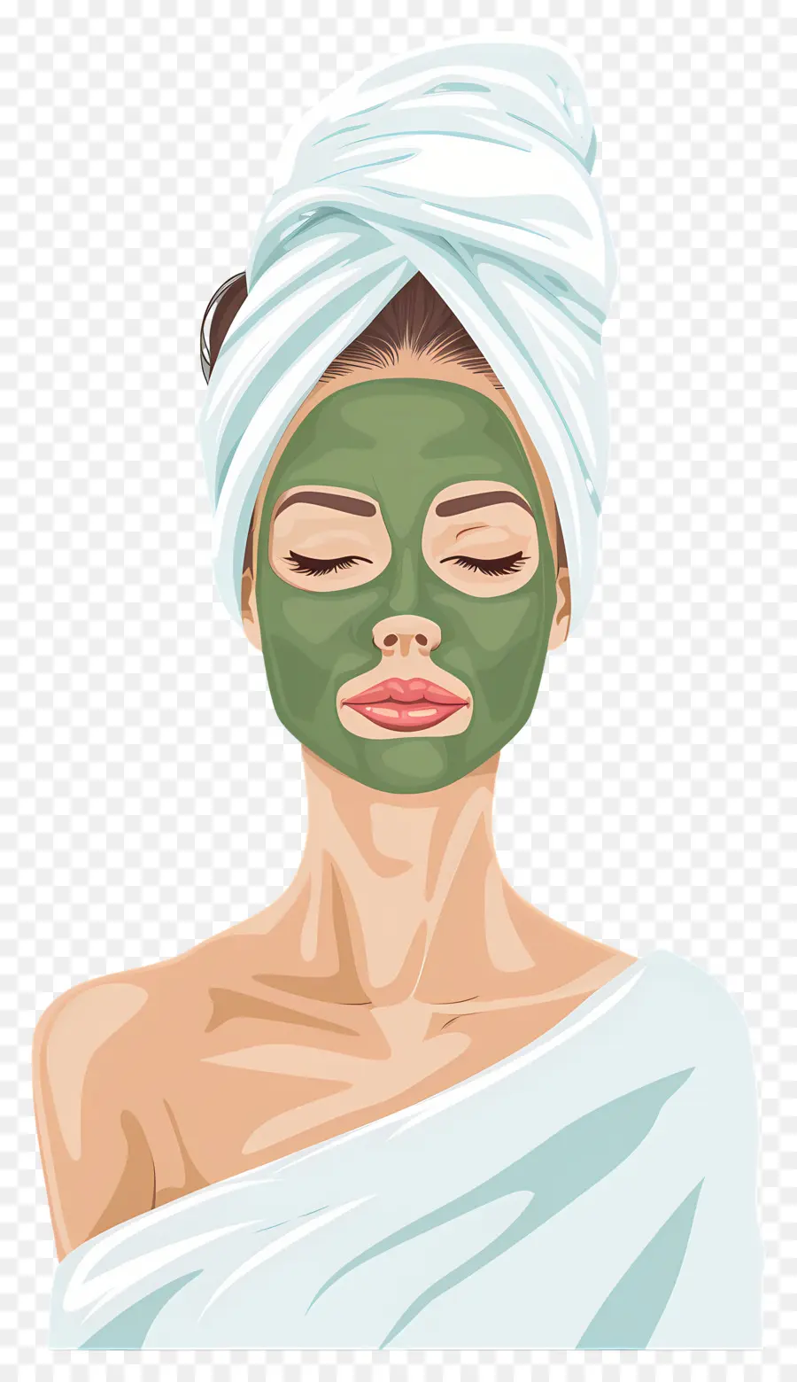 Masker Wajah Spa，Wanita Dengan Masker Wajah Hijau PNG