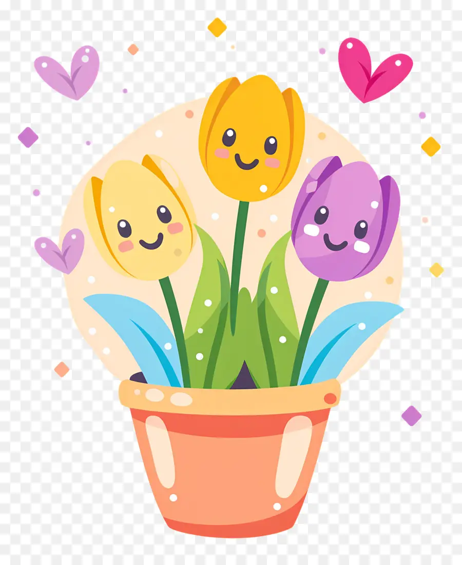 Emoji Bunga，Tulip Yang Lucu PNG