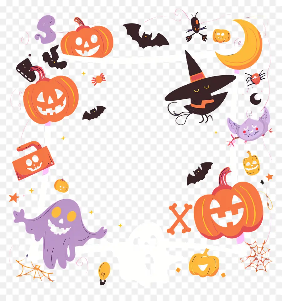 Bingkai Halloween，Dekorasi Halloween PNG