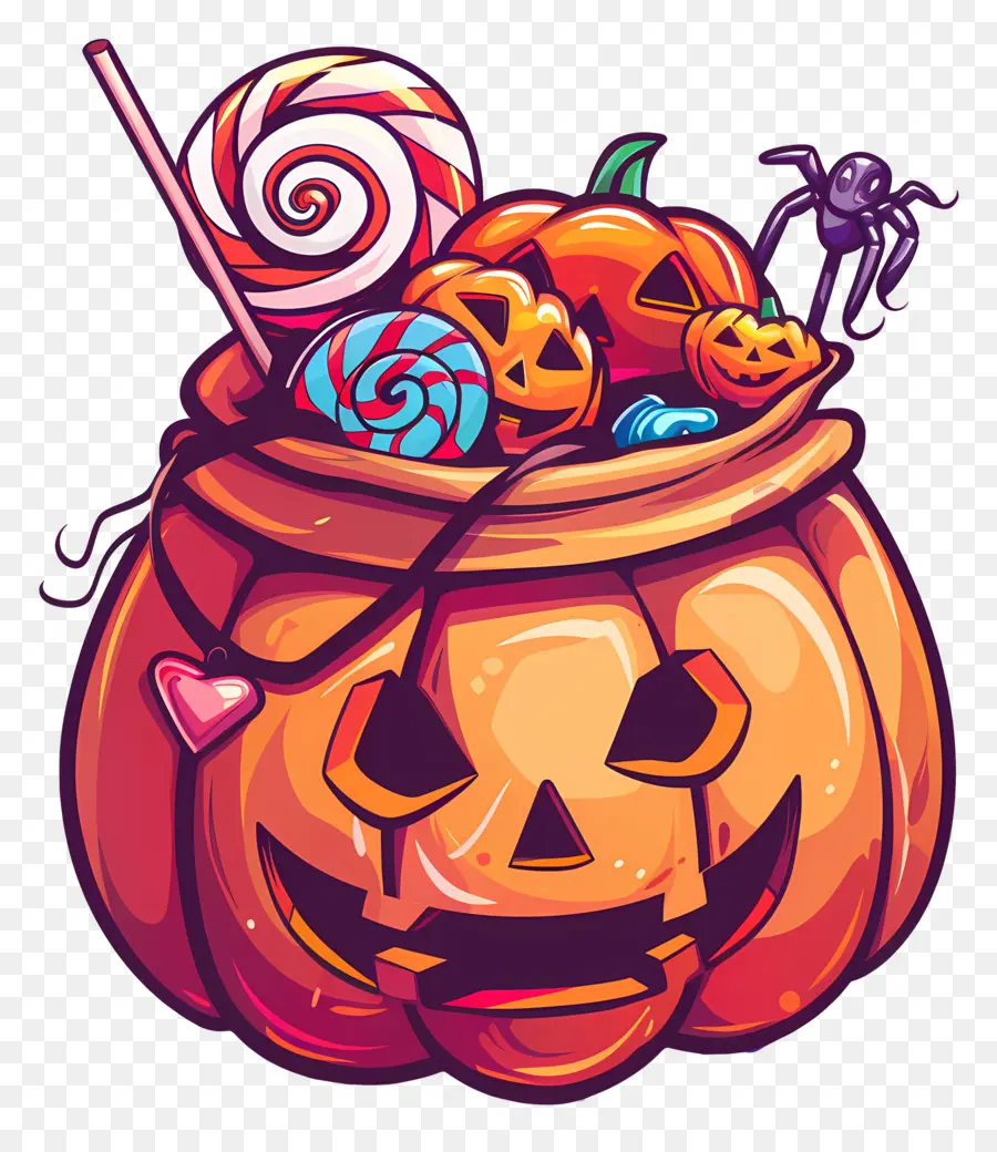 Ember Permen Halloween，Labu Dengan Permen PNG