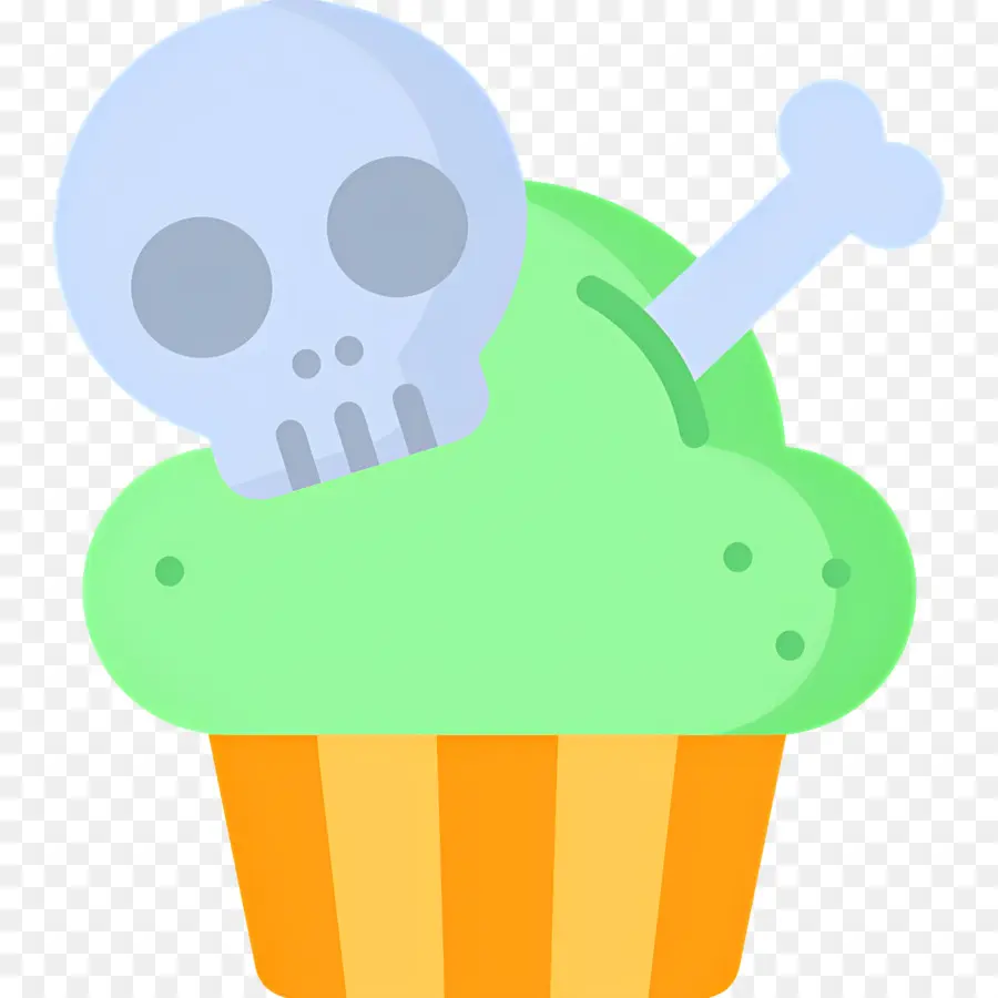 Makanan Hallowen，Cupcake Dengan Tengkorak PNG