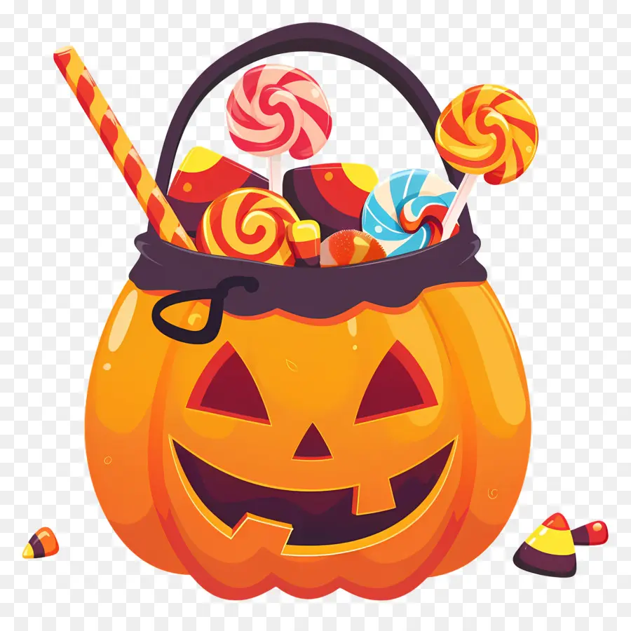 Ember Permen Halloween，Labu Dengan Permen PNG