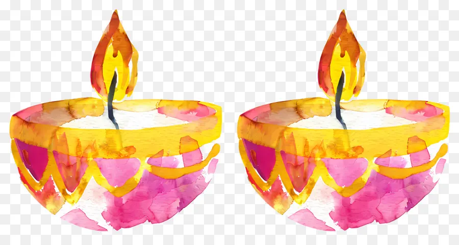 Diwali Diya，Lampu Minyak Bulat Berwarna Warni PNG