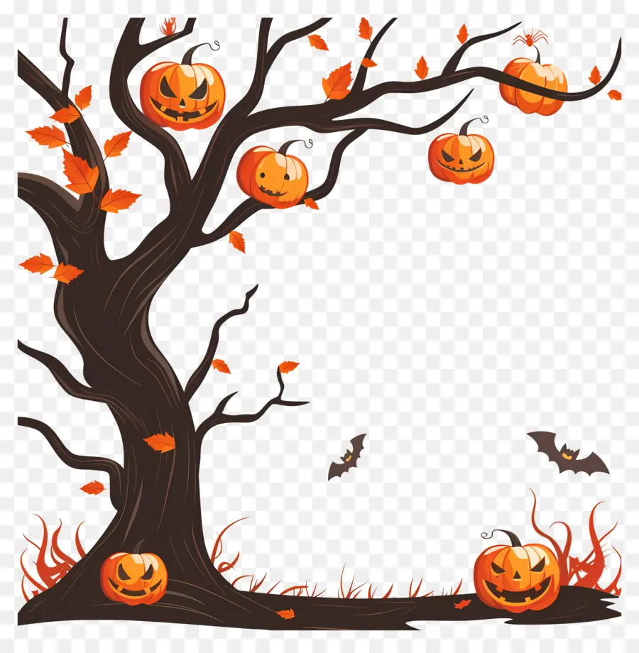 Pohon Halloween，Labu Halloween PNG