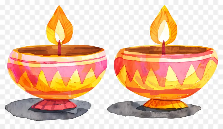 Diwali Diya，Lampu Minyak Bulat Berwarna Warni PNG