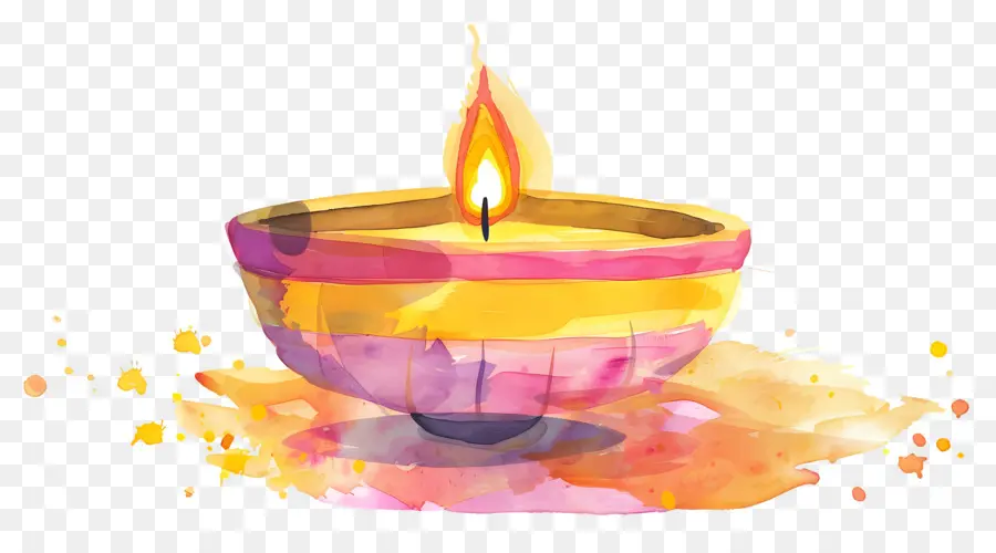 Diwali Diya，Lampu Minyak Berwarna Warni PNG