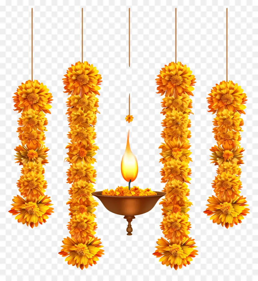 Karangan Bunga Marigold Diwali，Karangan Bunga Marigold PNG