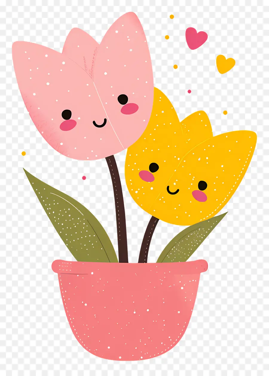 Emoji Bunga，Tulip Tersenyum PNG