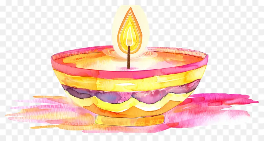 Diwali Diya，Lampu Minyak Berwarna Warni PNG