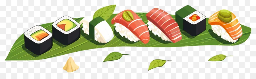 Sushi Di Atas Daun，Sushi PNG