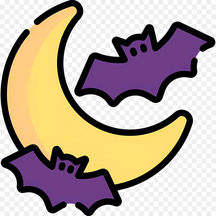 Bulan Halloween，Bulan Dan Kelelawar PNG