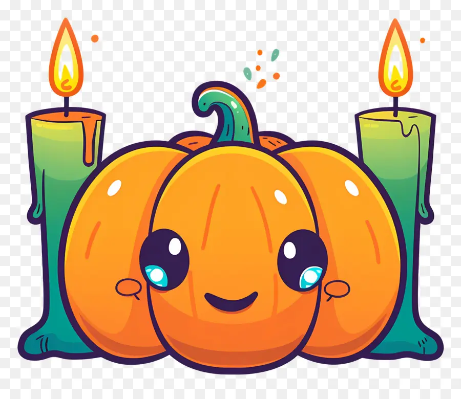 Lilin Halloween，Labu Lucu Dengan Lilin PNG