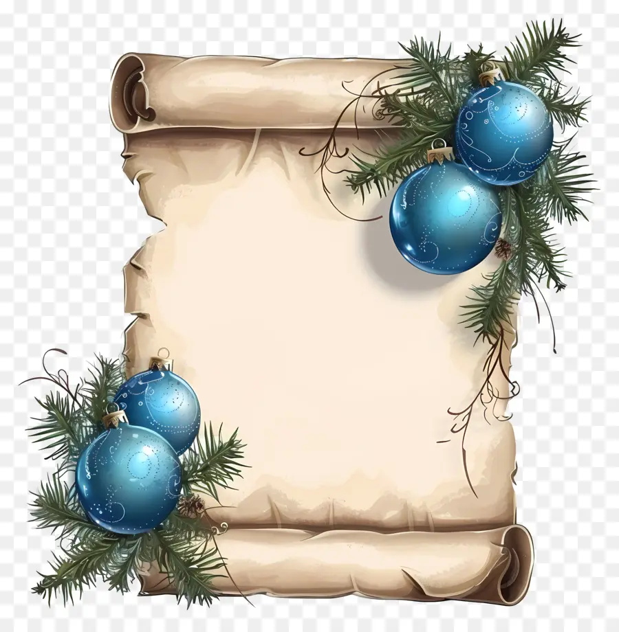 Gulungan Natal，Ornamen Biru PNG