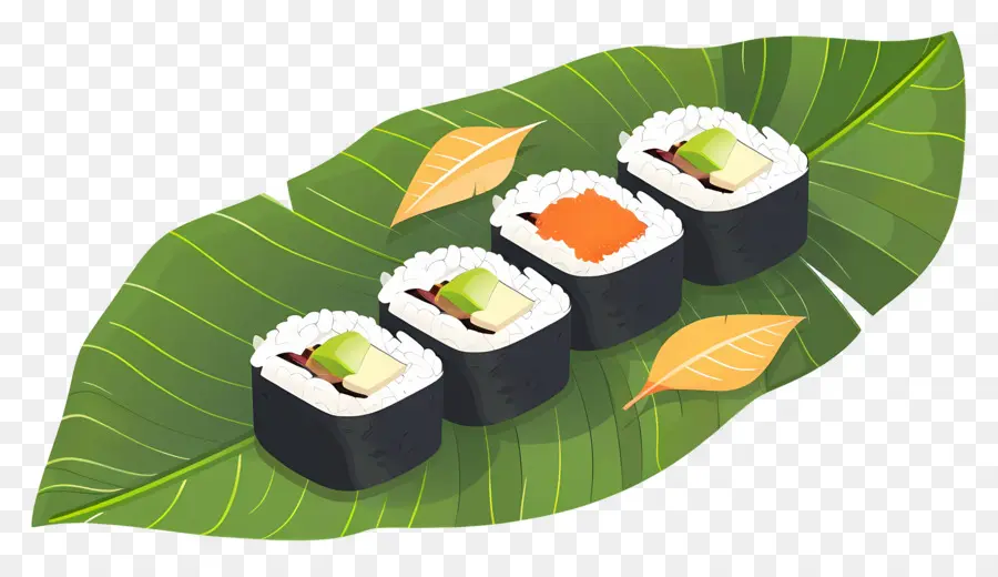 Sushi Di Atas Daun，Sushi Di Daun PNG