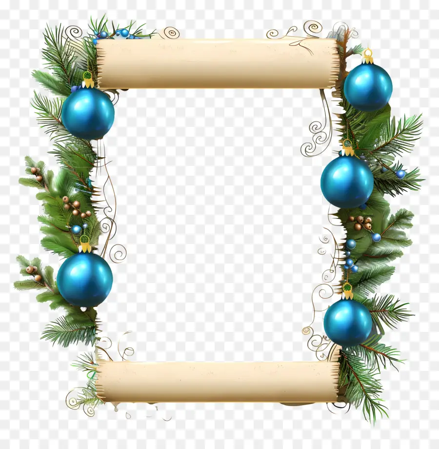 Gulungan Natal，Ornamen Biru Pada Gulungan PNG